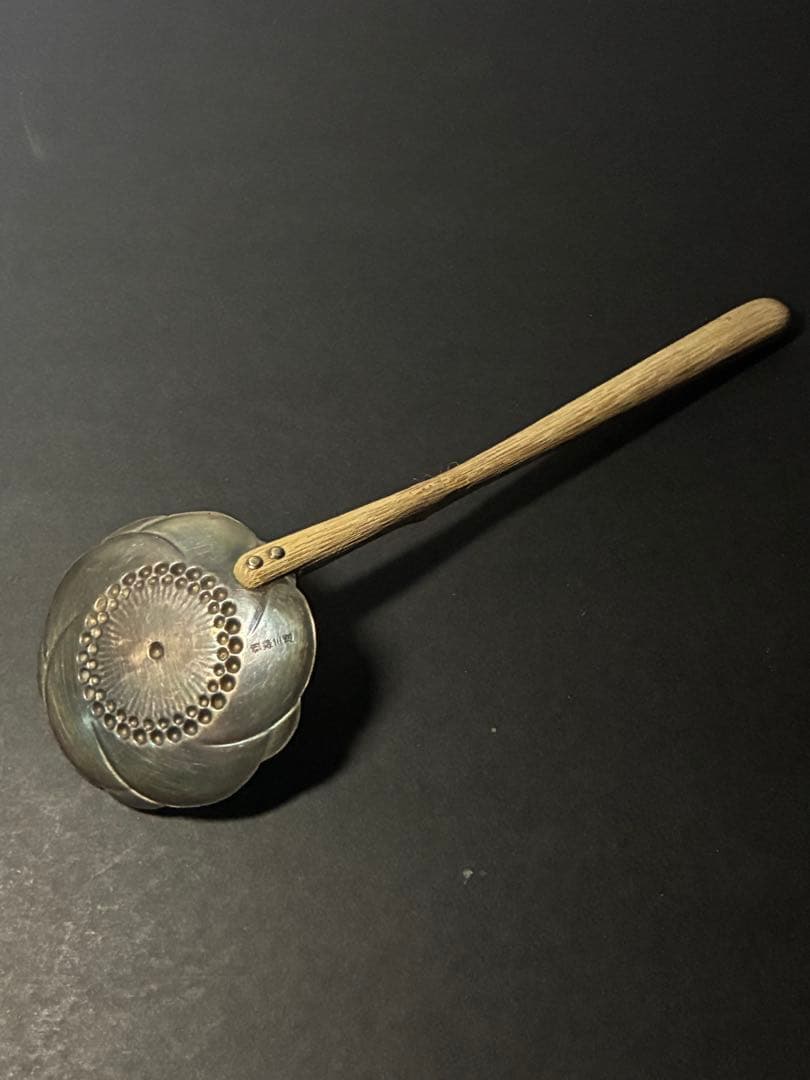 銀製 竹柄 花透かし シルバースプーン 2点 純銀 銀器 和アンティーク
