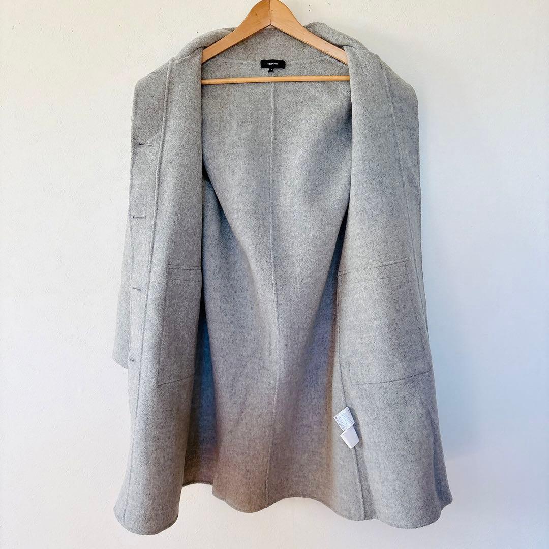 美品✨Theory カシミヤ混ダッフルコート ダブルフェイス グレー S