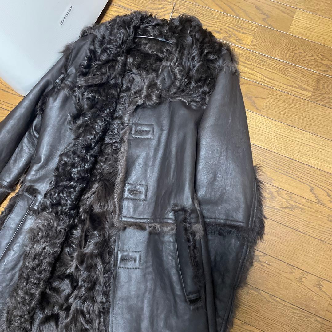 モ*ン様 トルネードマード。ダークブラウン レザーコート ムートン　浅井健一　L