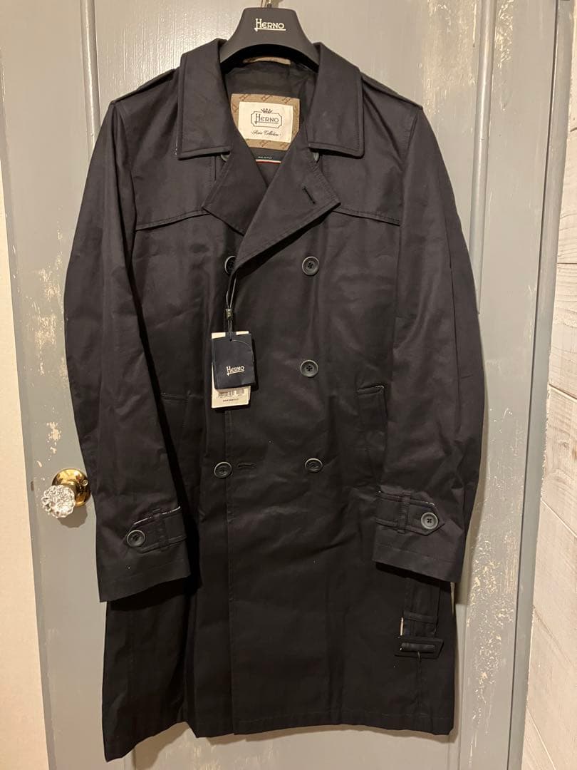 新品！HERNO トレンチコート　メンズ46 タグ/ハンガー/袋付き