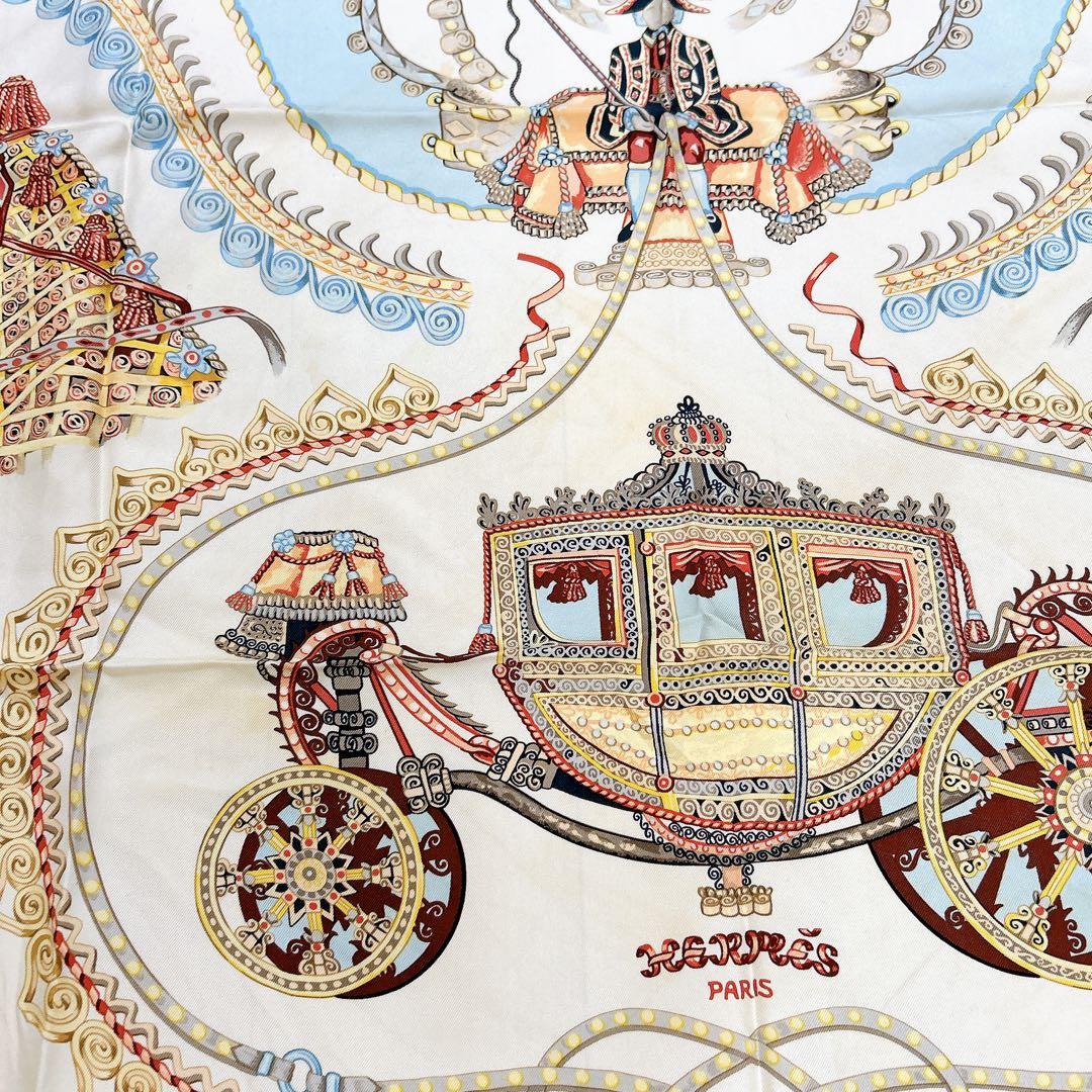 【タグあり】HERMÈS エルメス カレ90 パプロール 馬車と貴族 シミあり