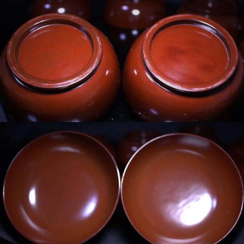 明治三十一年 木箱付｜輪島製 吸い物椀１０客｜100年以上の経年が生んだ深色漆