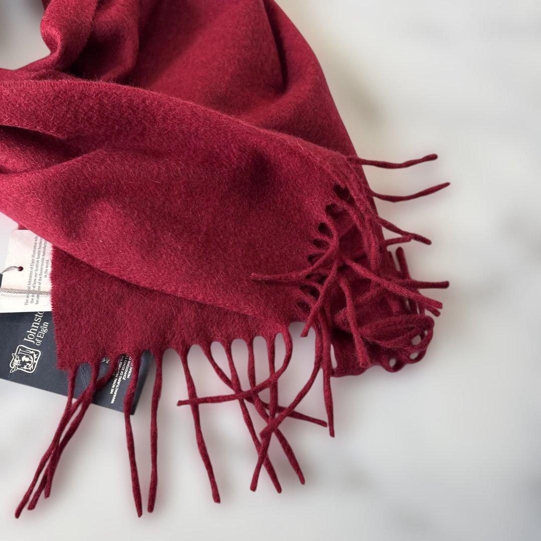 ✨未使用タグ付✨ ジョンストンズ オブ エルガン　カシミア100%マフラー　赤系