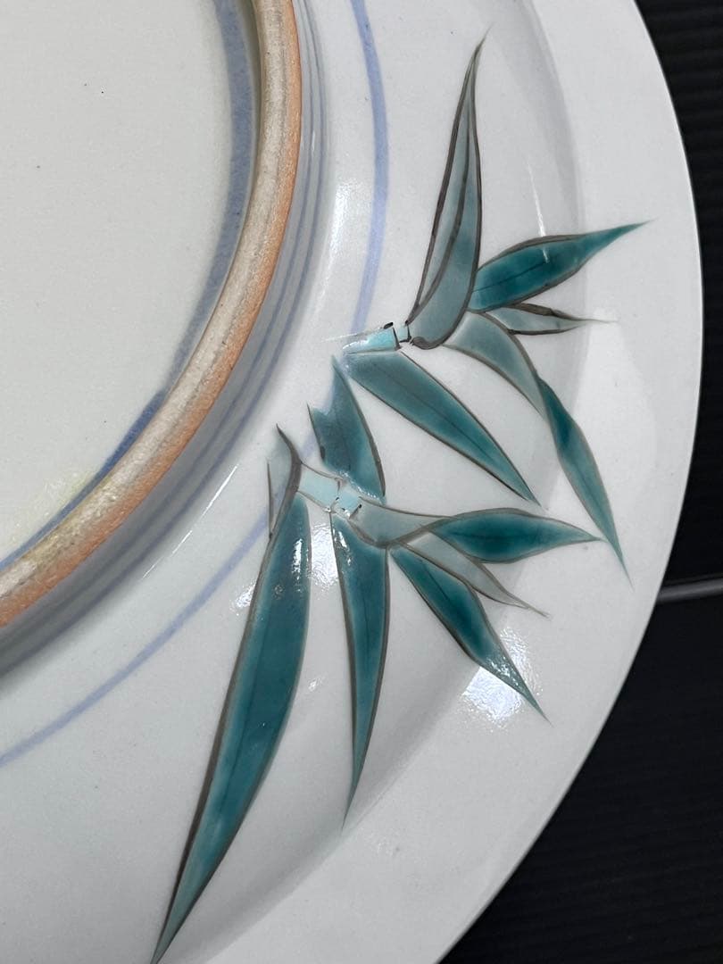 E705 藤村正美　白鷺　九谷焼　絵皿　飾皿　共箱付