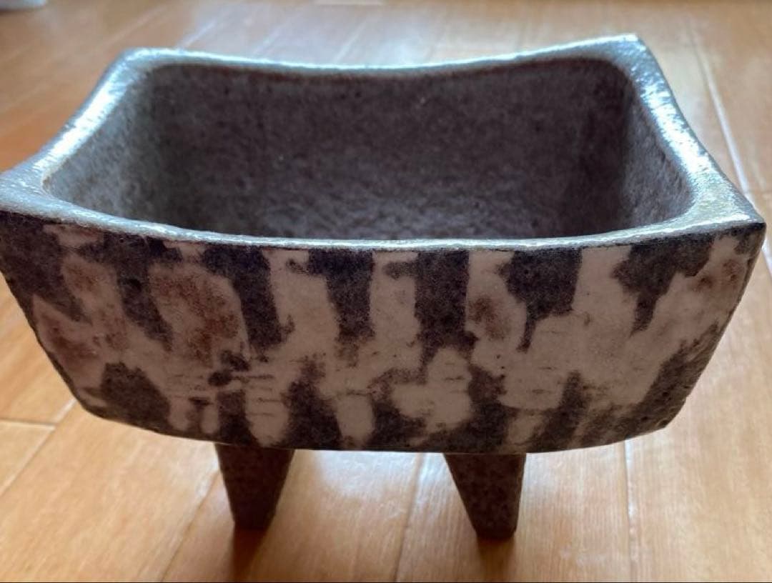 ⭐️アンティーク⭐️脚陶器製長方形鉢花瓶 ヴィンテージ生け花アレンジメント