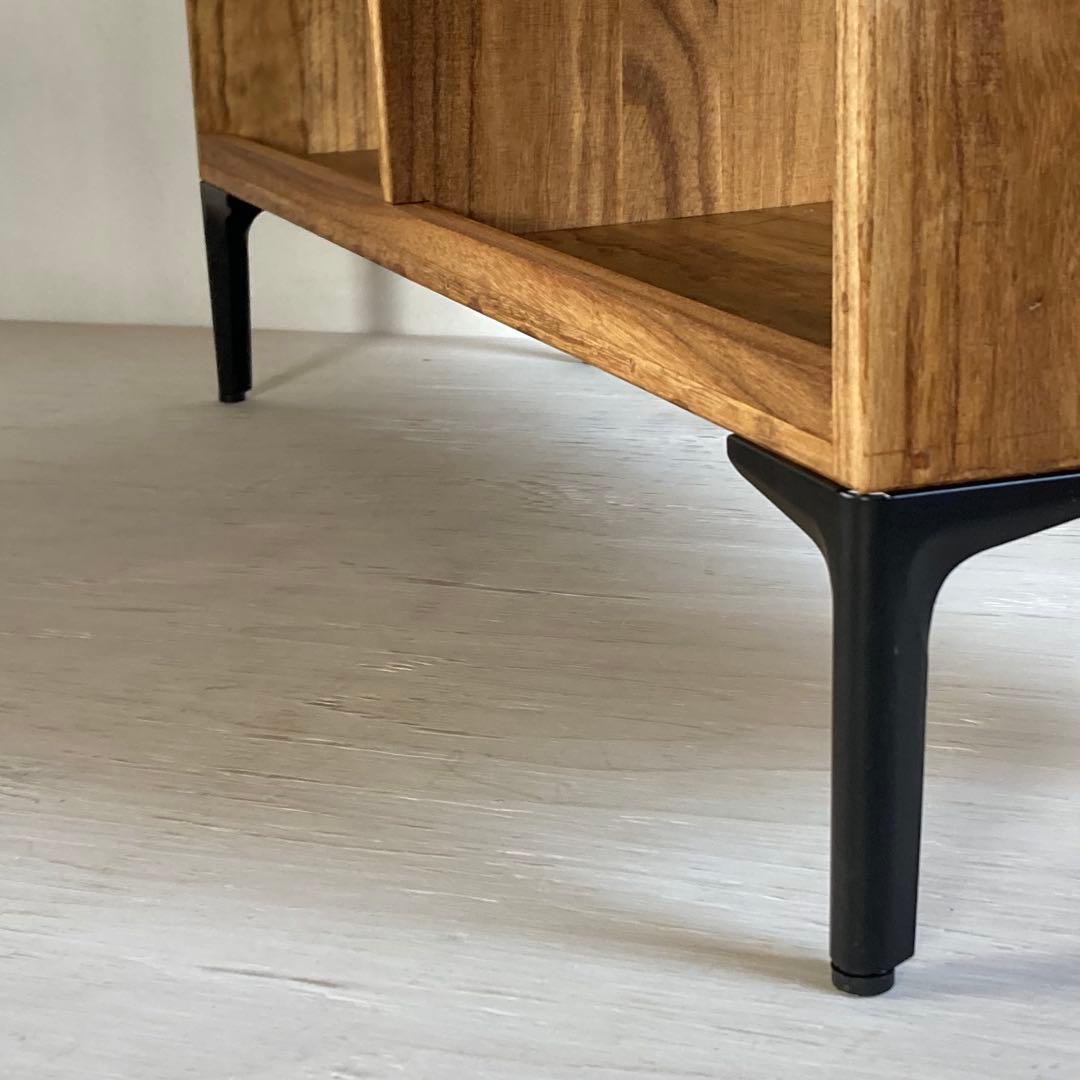 古い木製 オープンラック 鉄脚 木製棚