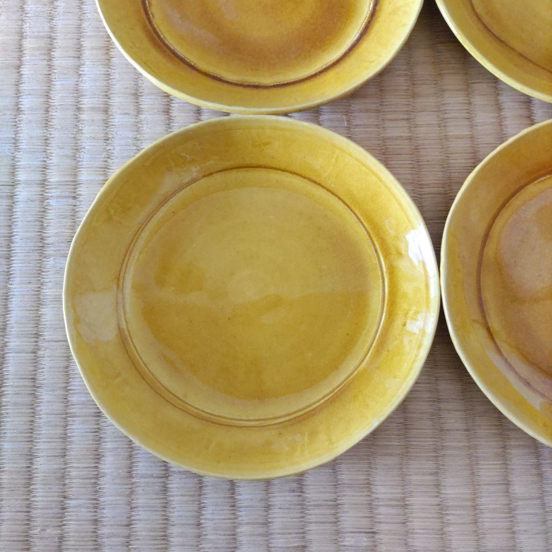 黄交趾　土器皿　 6枚セット