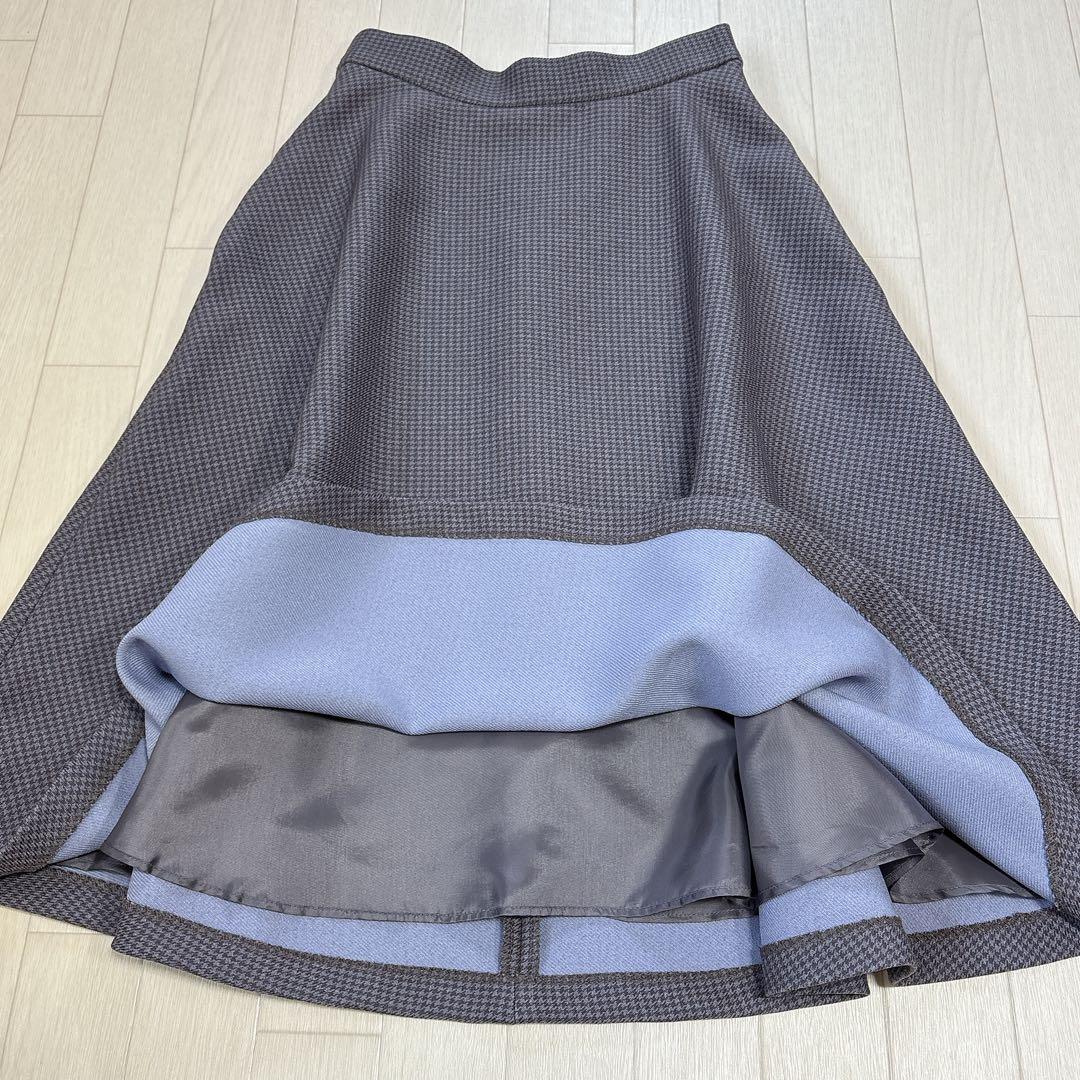極美品 ジョリーミニョン ミディ丈 千鳥柄 フレアスカート 36