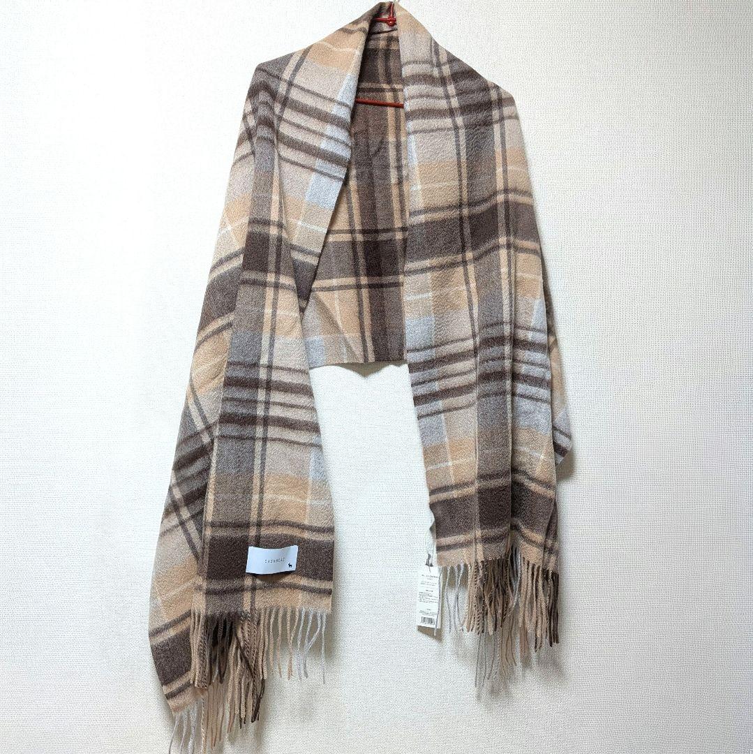 新品タグ付き✨macocca カシミヤ100% チェック柄 大判ストール