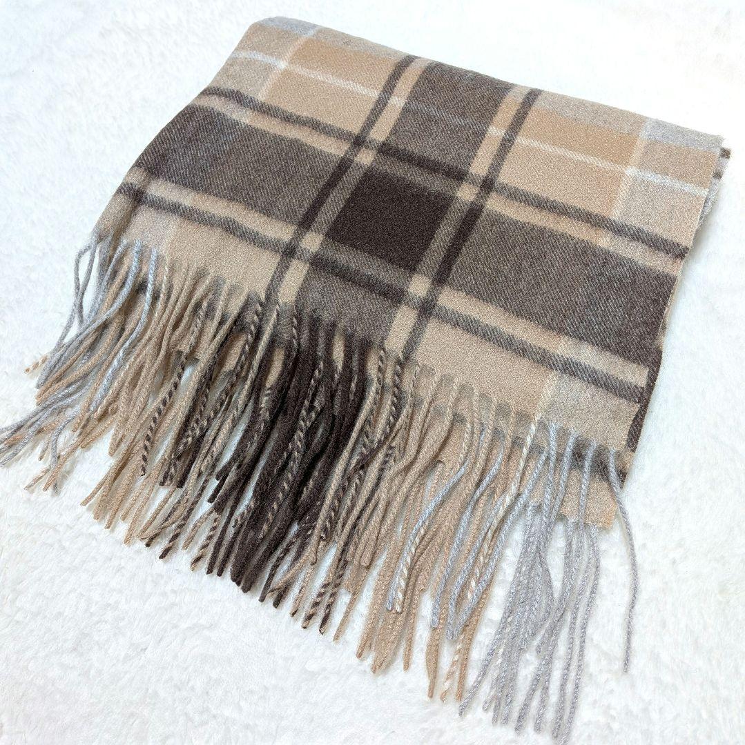 新品タグ付き✨macocca カシミヤ100% チェック柄 大判ストール