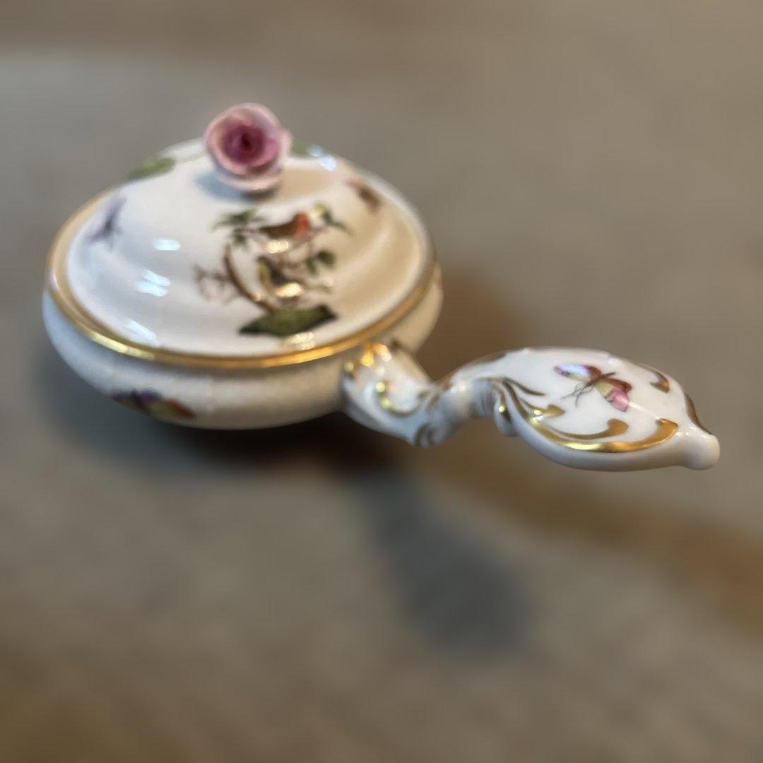 陶器製花鳥デザイン小物入れ