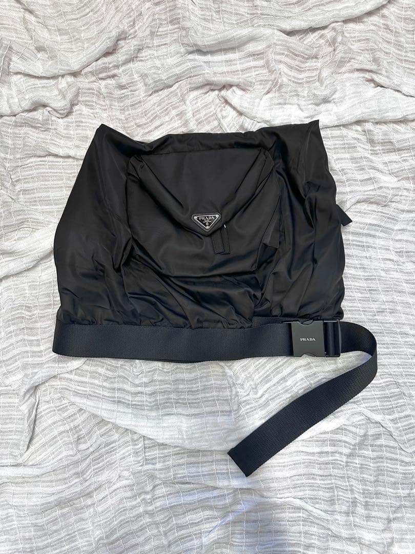 PRADA/ブラックナイロンベルト付きスカート