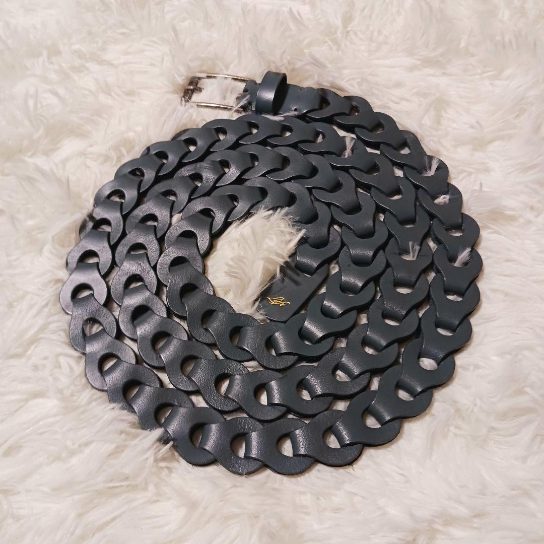 極美品★Llife LEATHER CHAIN BELT PEACOCK