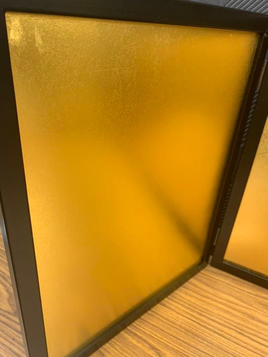 43cm 黒塗り枠三曲屏風  金屏風　雛人形