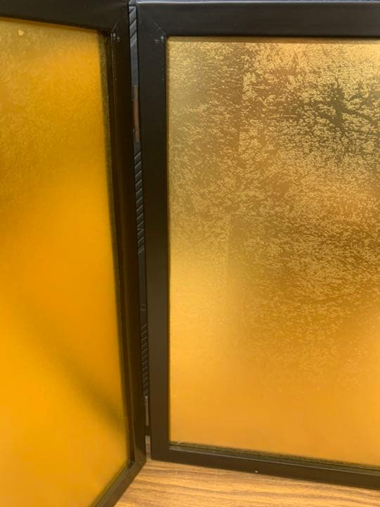 43cm 黒塗り枠三曲屏風  金屏風　雛人形