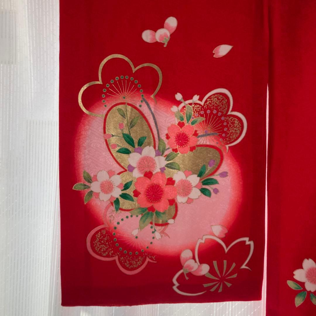 七五三用 赤い花柄 和服