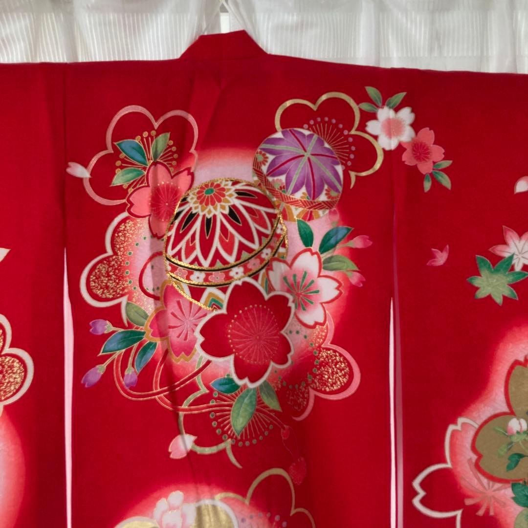 七五三用 赤い花柄 和服