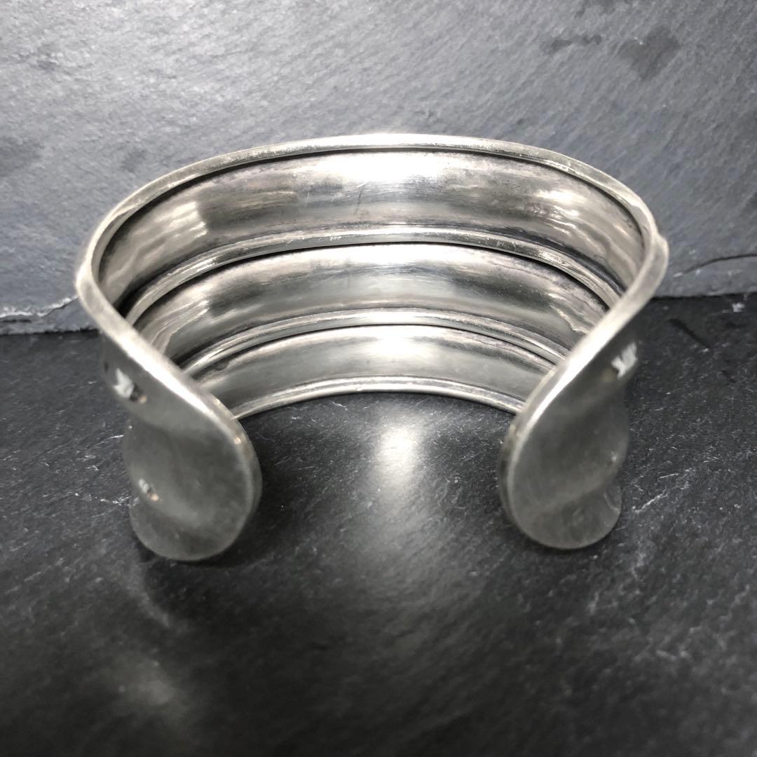 アクセサリー Vintage Silver Wide Wave Caff Bangle 925
