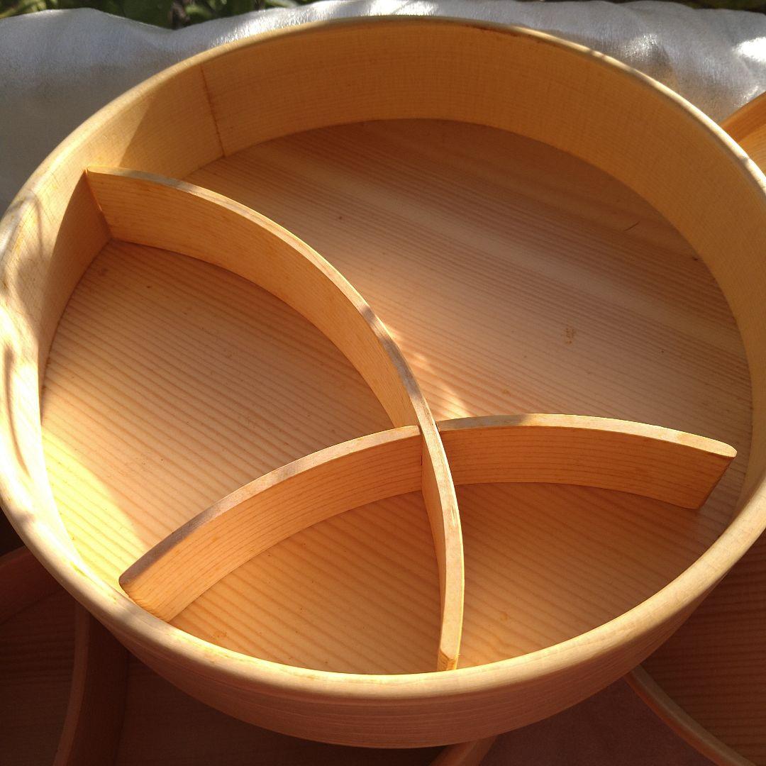 【未使用】オケクラフト　白木お弁当箱 重箱 3段重ね スプーン付き