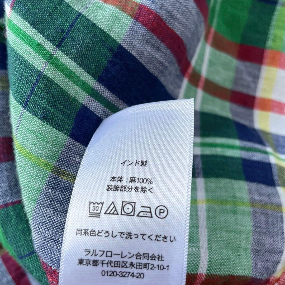 試着のみ　ポロラルフローレン XL リネン100% BDシャツ　ポニー　マドラス