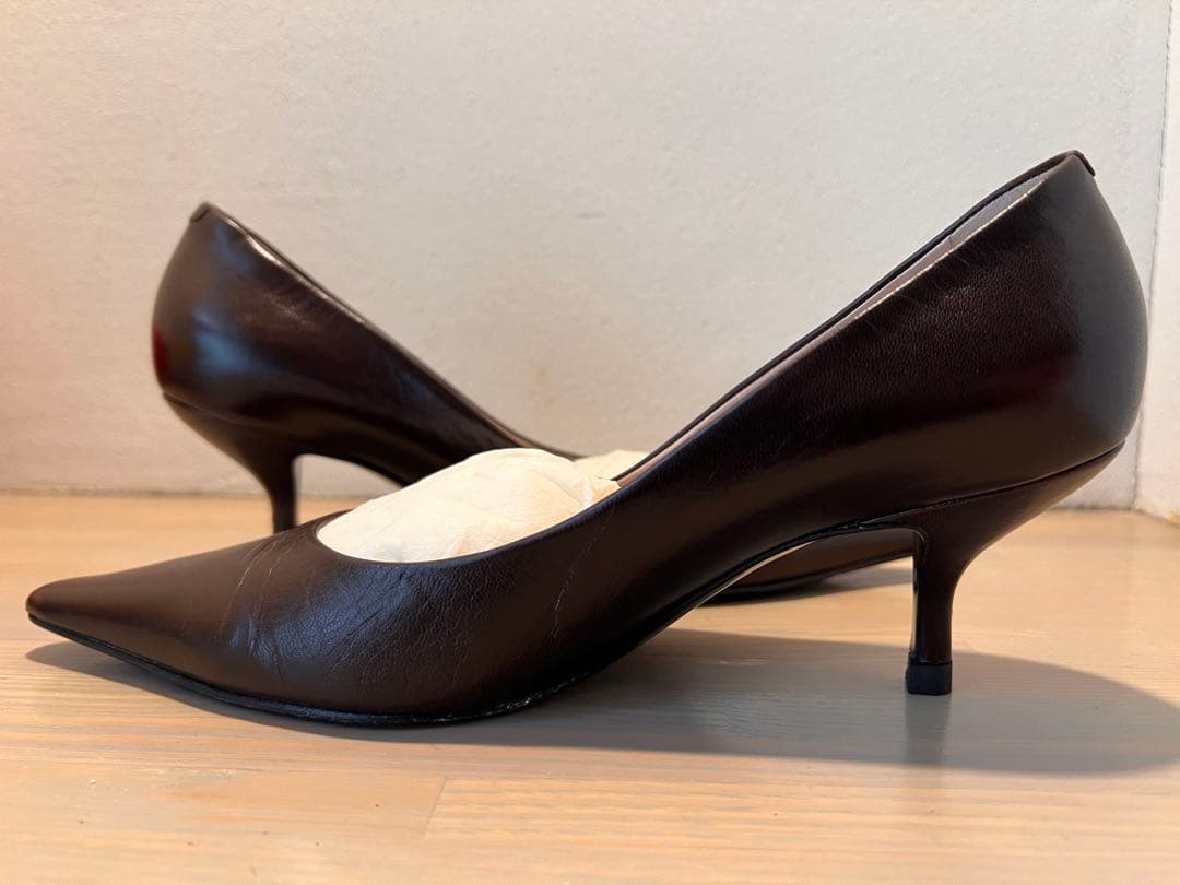 CHANEL ブラウン ポインテッドトゥ パンプス 37 1/2 C