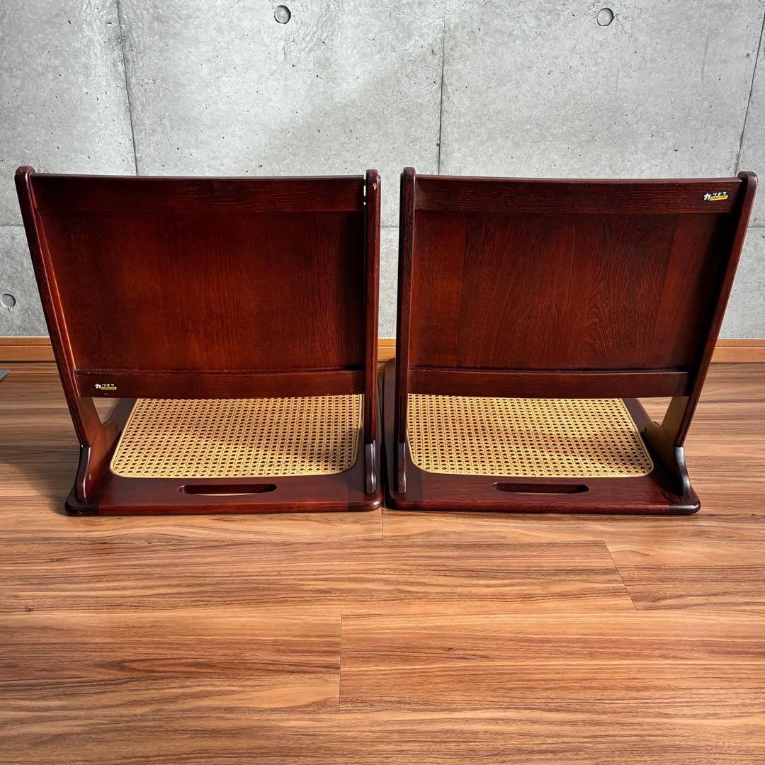 希少 カリモク ラタン 折り畳み 座椅子 4脚セット