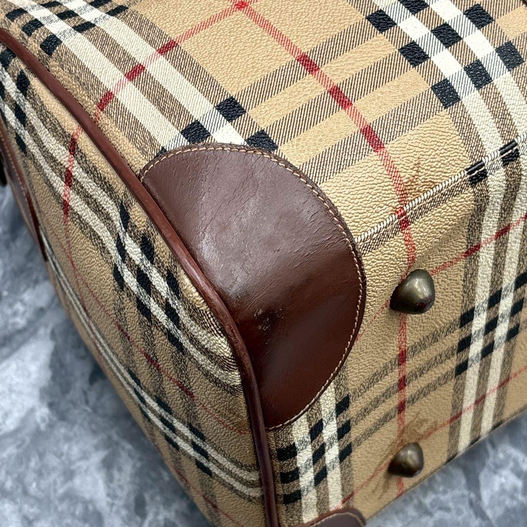 大容量 バーバリーズ ノバチェック ボストンバッグ PVC ホースロゴ