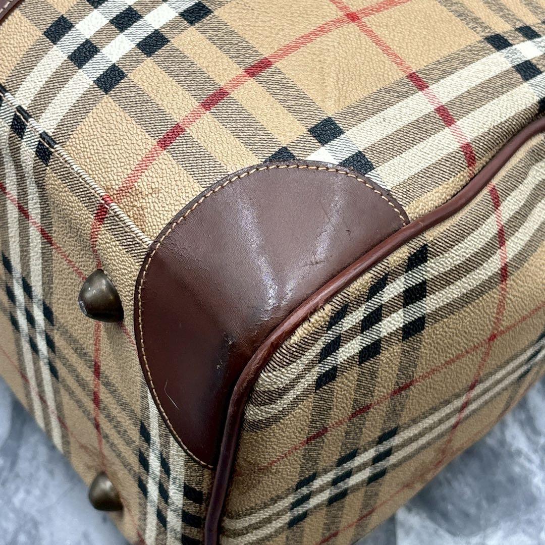 大容量 バーバリーズ ノバチェック ボストンバッグ PVC ホースロゴ