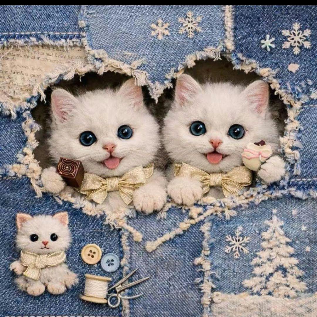 ねこパネル生地　ハンドメイド