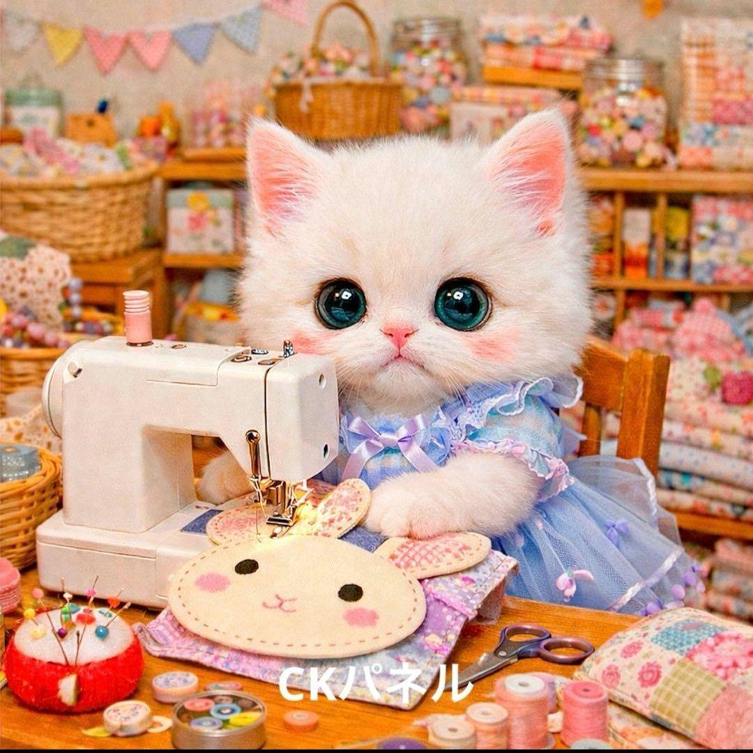 ねこパネル生地　ハンドメイド