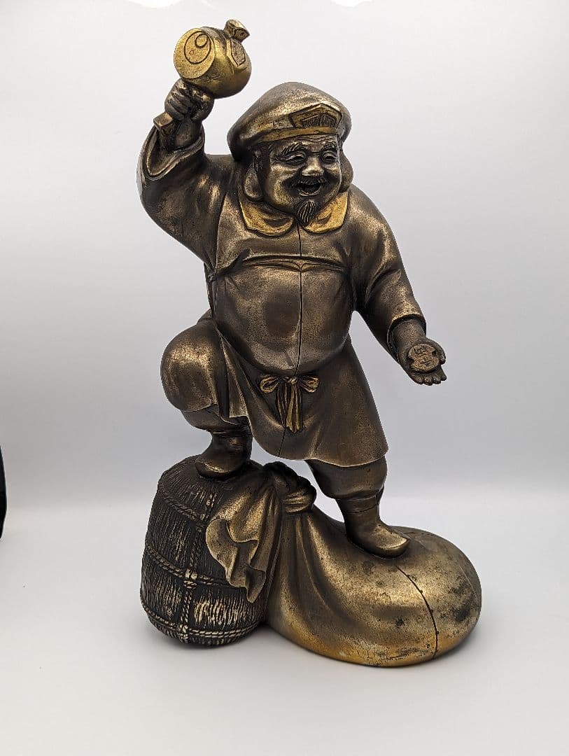 12号 千両大黒　38cm　越井栄山　作　銅製　高岡銅器　骨董品　美術品　大黒天