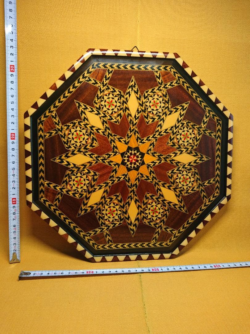 【美品】ビンテージ　飾皿　寄木細工　置物　インテリア　工芸品　美術品　A2995