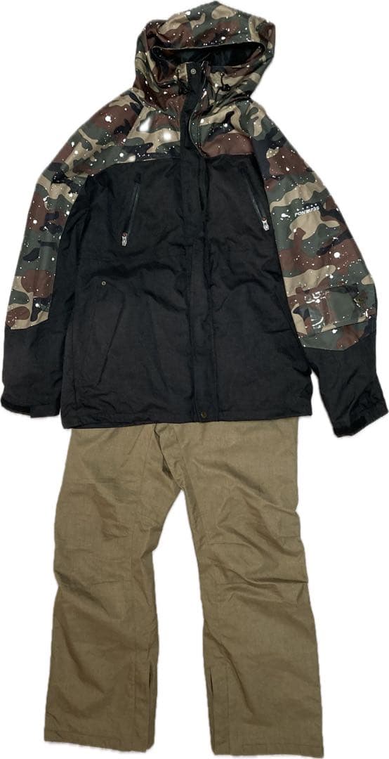 PONTAPES 迷彩 スノボ スノーボード ジャケット パンツ 上下セット L