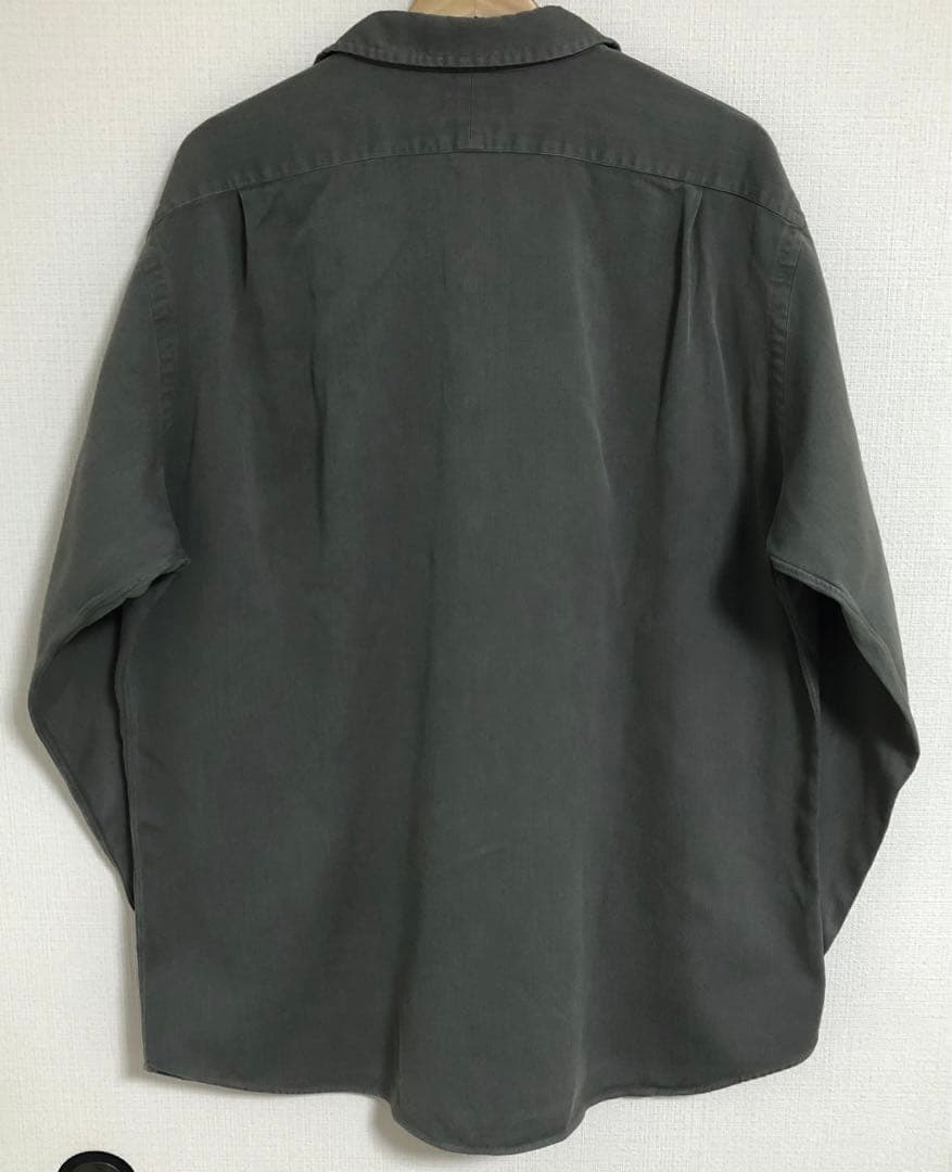 完全無地 長袖90s ポロ ラルフローレン オープンカラー 開襟 シャツ グレー