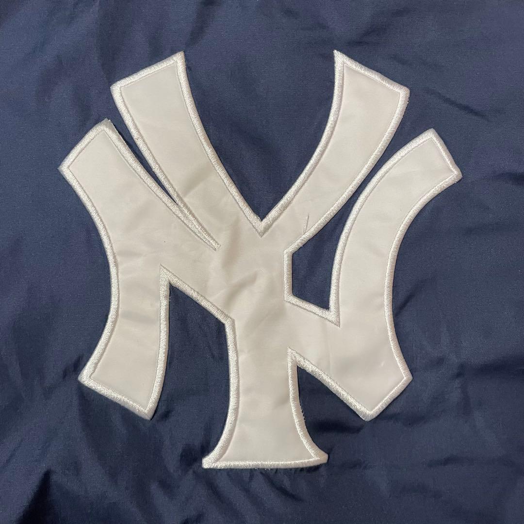 MLB公式ニューヨークヤンキースフード付きナイロンジャケットY2K XLネイビー