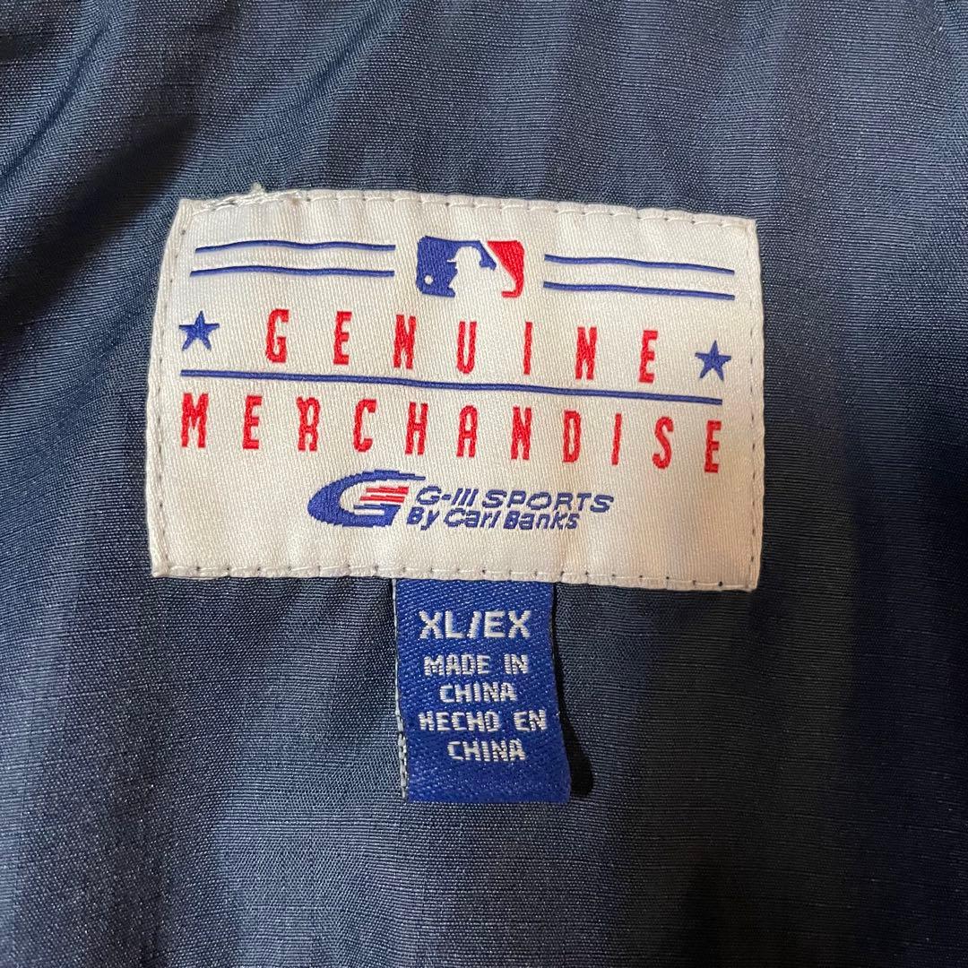 MLB公式ニューヨークヤンキースフード付きナイロンジャケットY2K XLネイビー