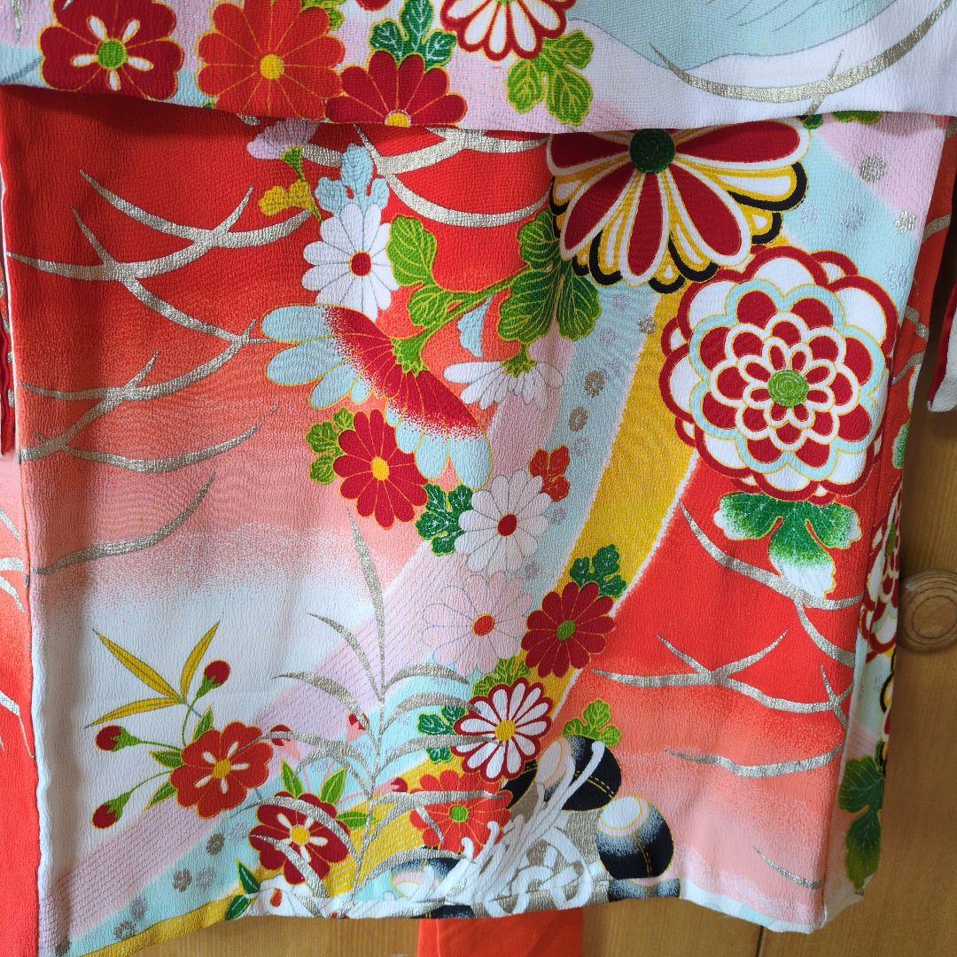 七五三３歳女の子お着物と正絹総絞り手縫いの被布（中綿無し）