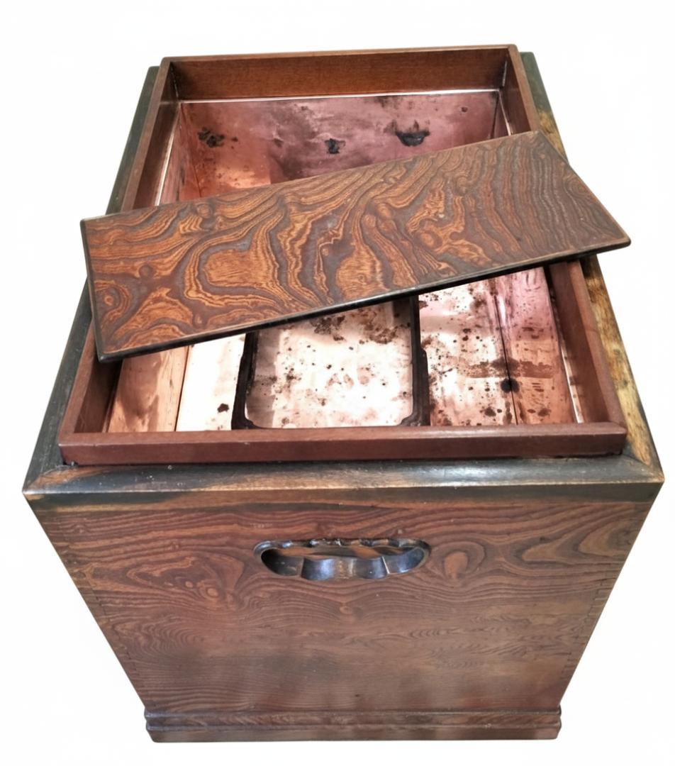 年代物 高級 木製 長火鉢 銅壺付