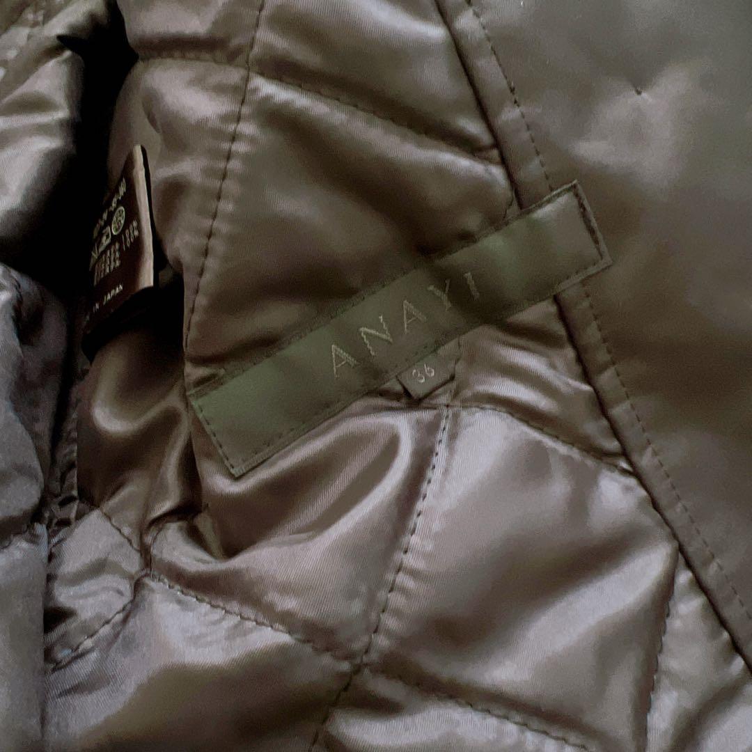 【良品】アナイ ANAYI トレンチコート 黒　36 中綿　ベルト付　ダブル