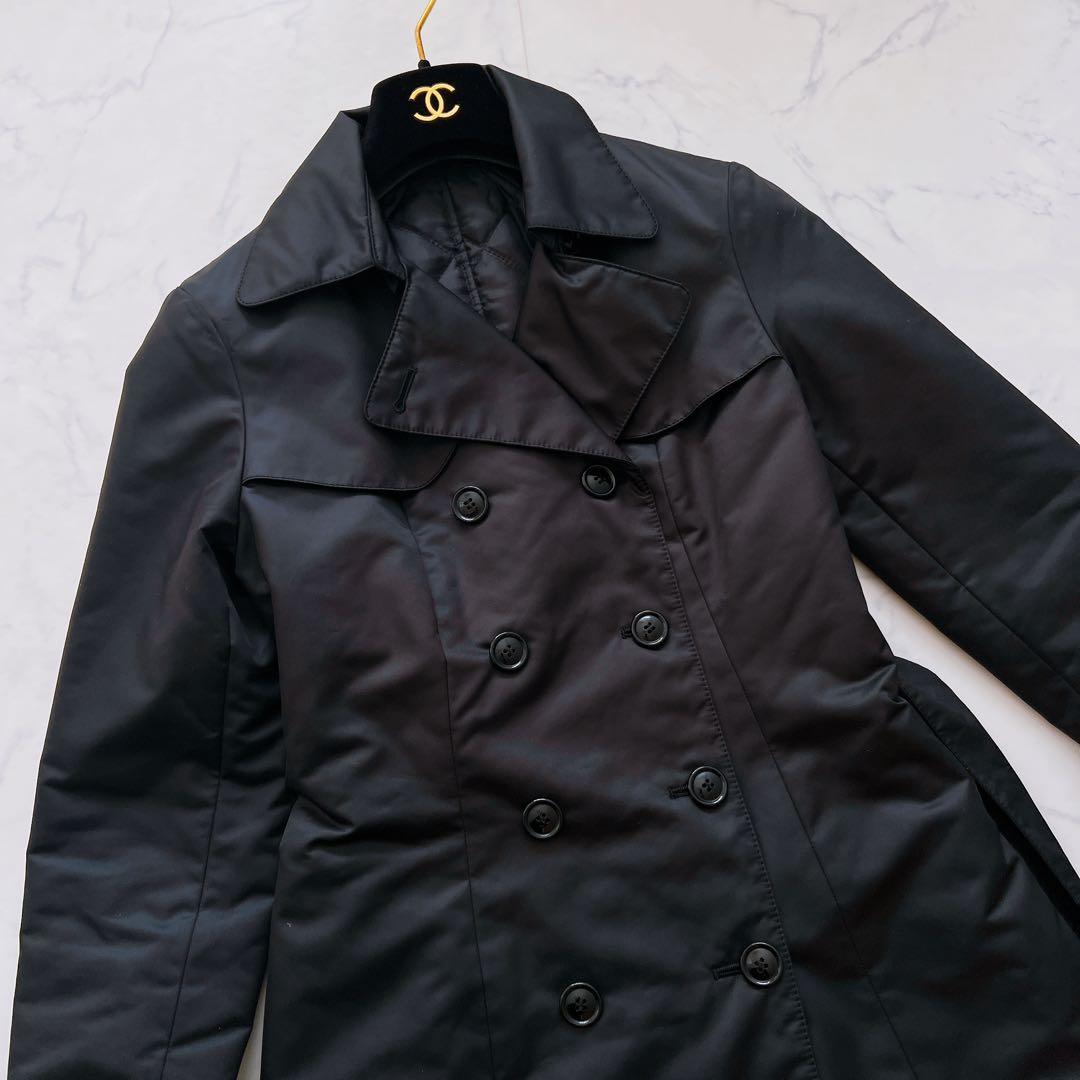 【良品】アナイ ANAYI トレンチコート 黒　36 中綿　ベルト付　ダブル