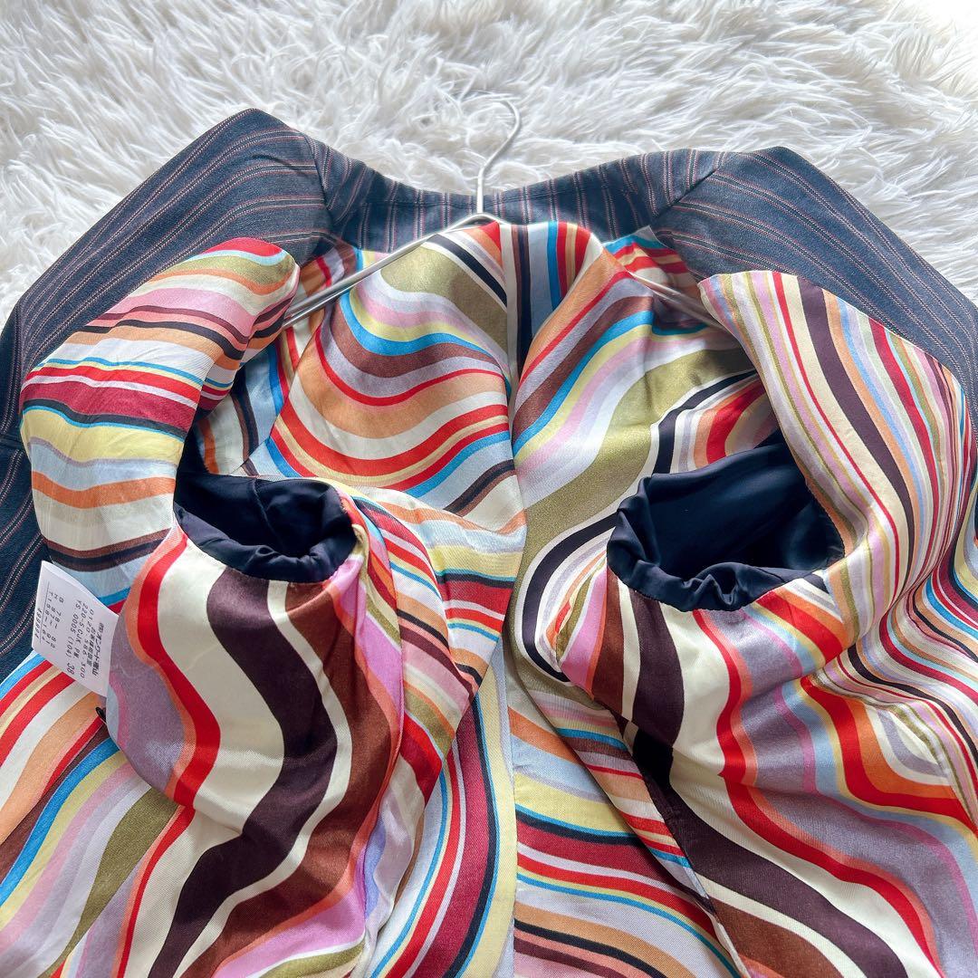 【外観美品】Paul Smith　総柄裏地　パンツスーツ　ストライプ　38／M