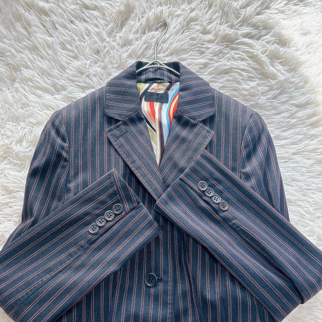 【外観美品】Paul Smith　総柄裏地　パンツスーツ　ストライプ　38／M