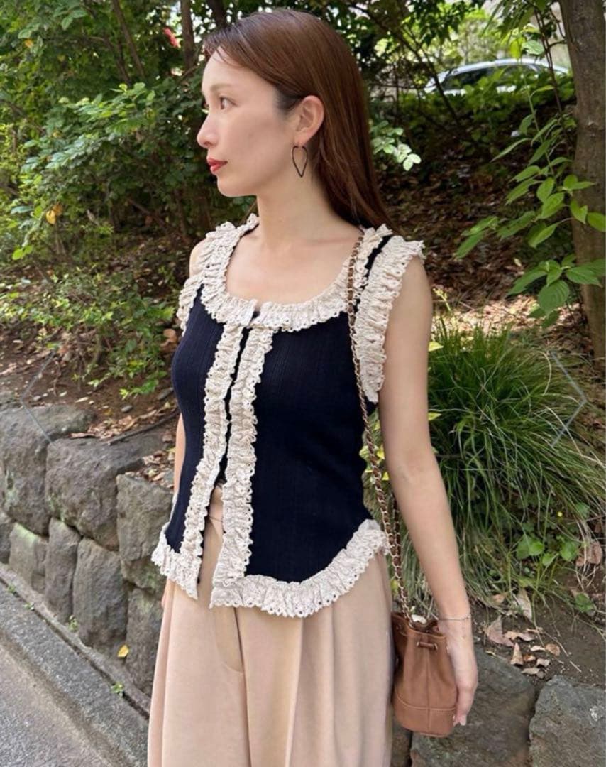 スナイデル snidel レースニットプルオーバー MIX