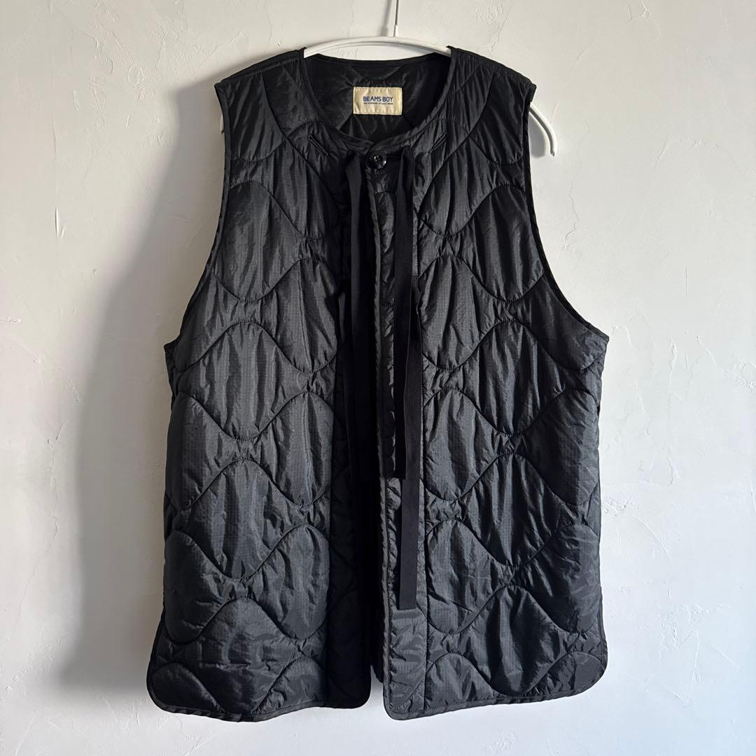 BEAMS BOY ブラック キルティングベスト　ライナーベスト