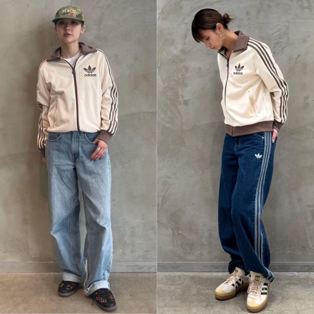新品⭐️女性L 80s復刻adidasトラックジャケット ベージュ×モカブラウン