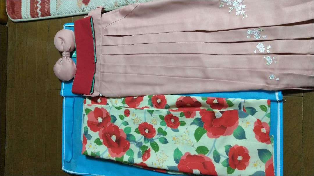 キャサリンコテージ　袴セット 140椿ベージュ×桃袴