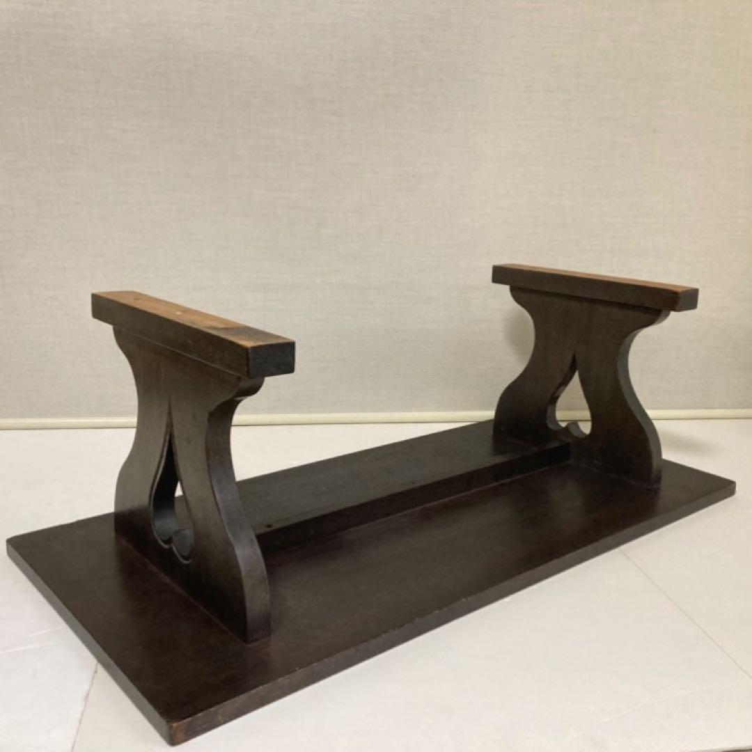 古い味のある文机 座卓 置物台 飾り棚 大型 透かし ハート型 木製 レトロ