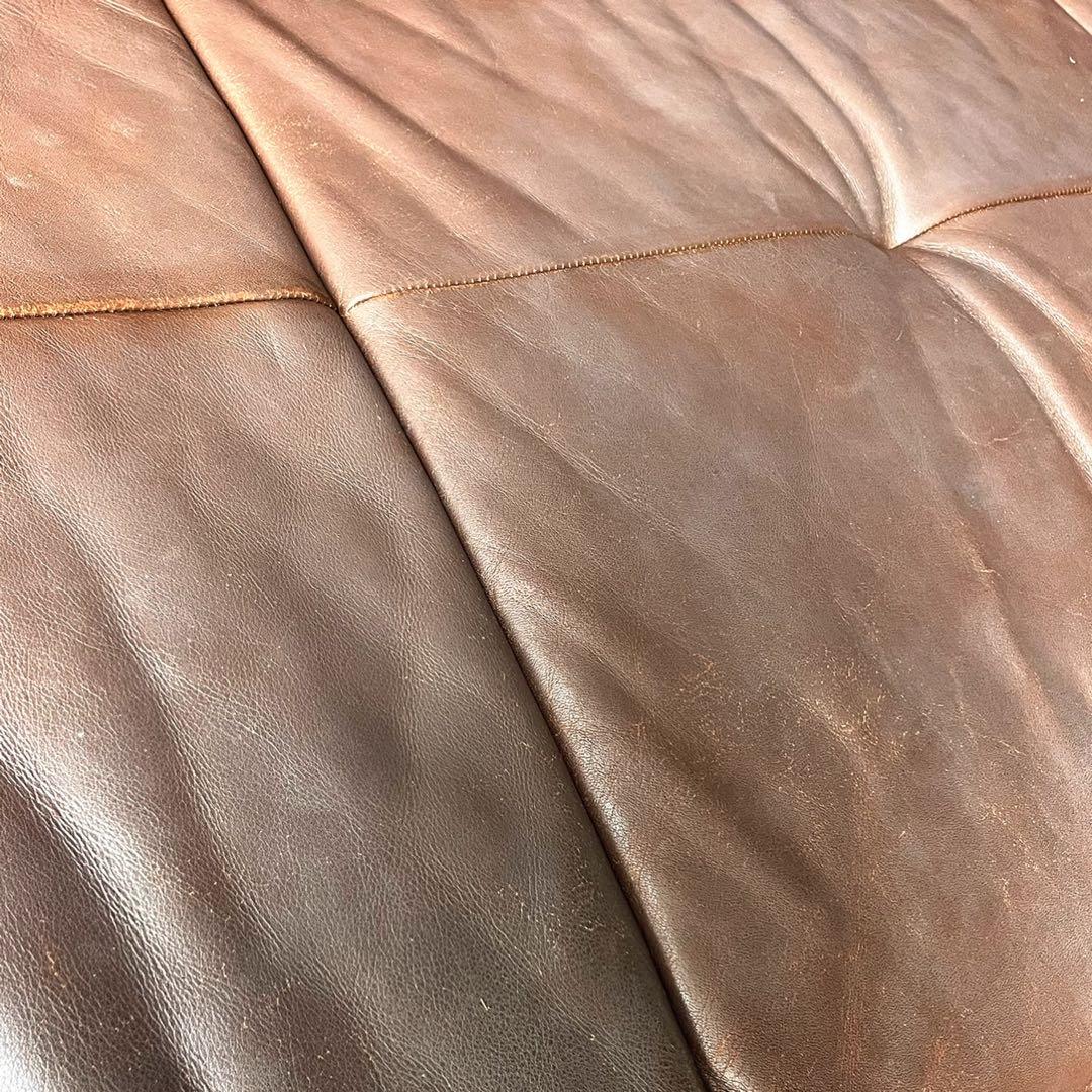 取付無料！カリモク家具 北欧風本革ココアブラウン3人掛けソファ・オットマン✨