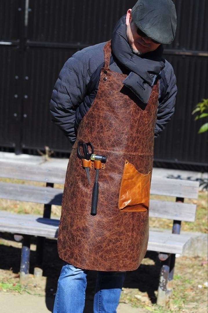 レザー製エプロン ブラウン