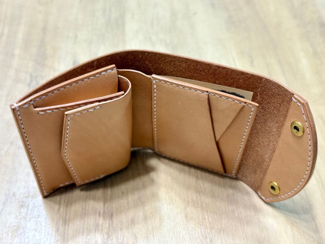 ハンドメイド 二つ折り財布 栃木レザー サドルレザー ナチュラル